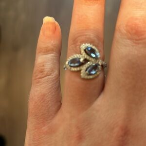 Charmed Aroma Flower Ring with Beautiful Blue Stones